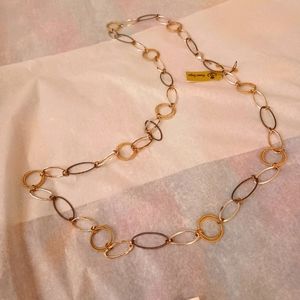 ⭐3/21 Long necklace w black, gold, and rose-gold. 40" gorgeous like-new.